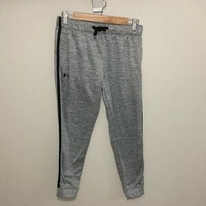 Youth Large Under Armour Heather Gray Joggers with Black Side stripes, unisex